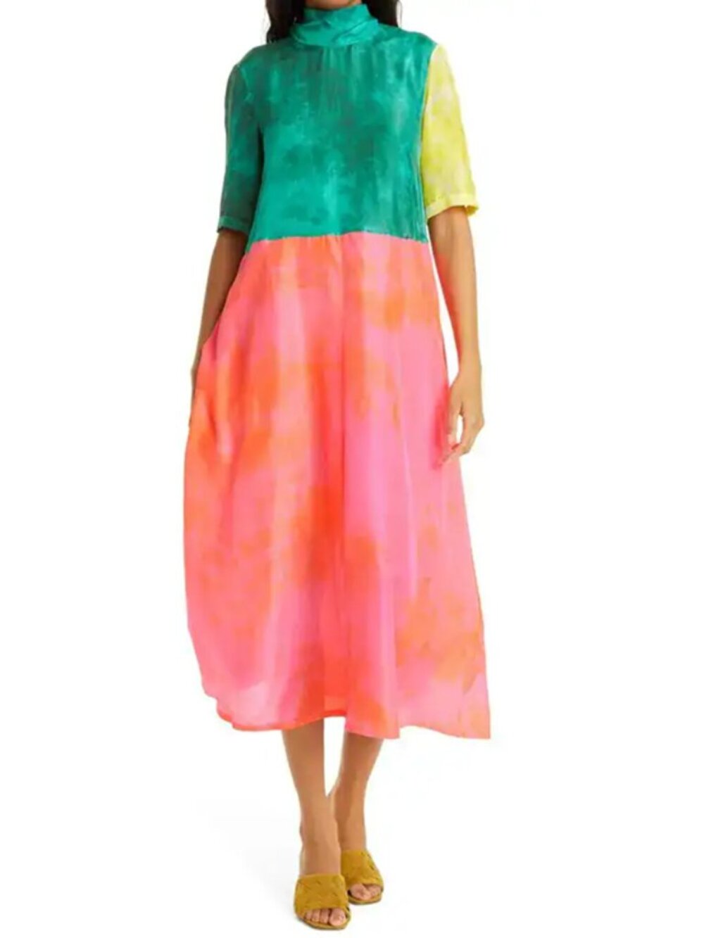 Rachel Comey Dasha Colorblock Multi Colored Tie Dyed Midi Long Pockets Dress XS